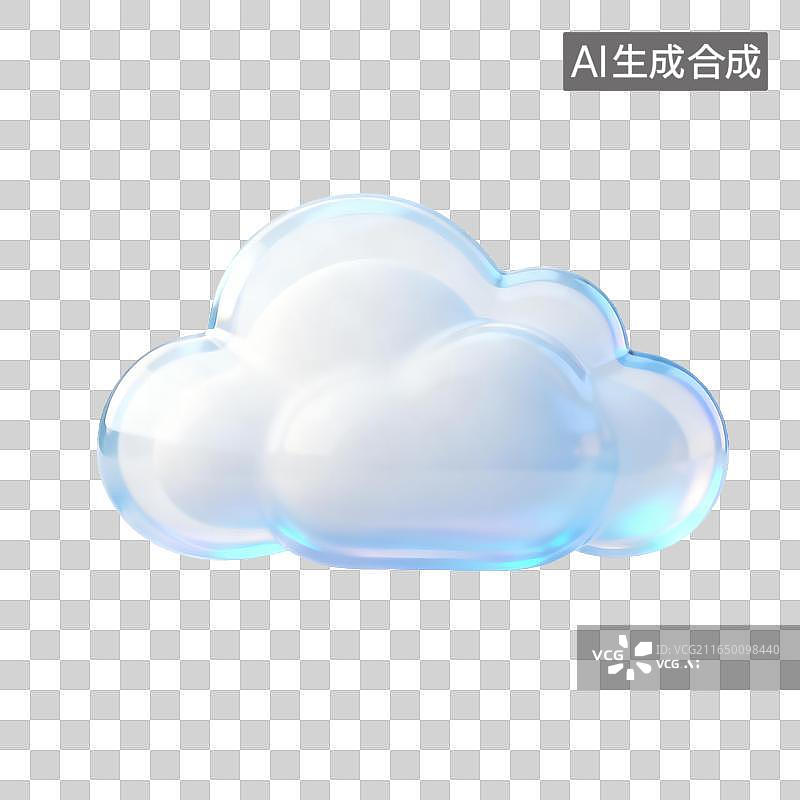 【AI数字艺术】半透明玻璃质感云形图标设计图片素材