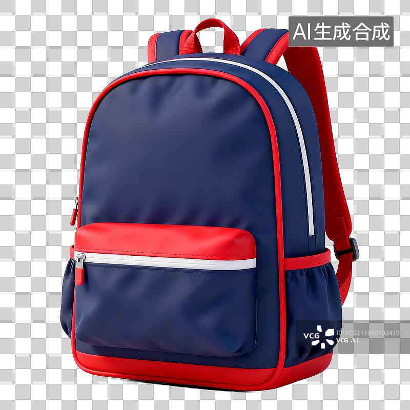 【AI数字艺术】藏青红撞色双肩背包图片素材