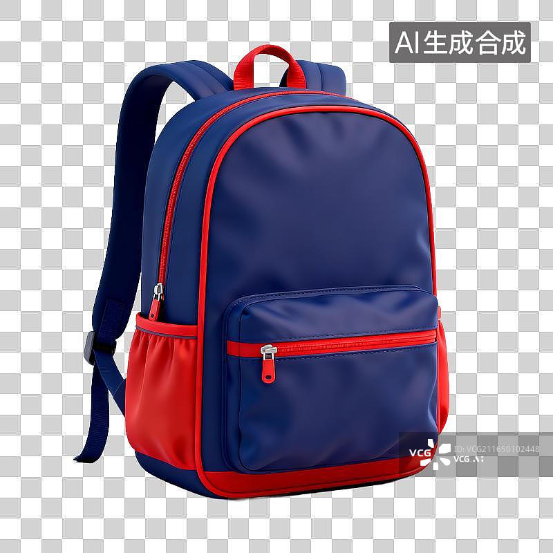 【AI数字艺术】藏青红撞色双肩背包图片素材