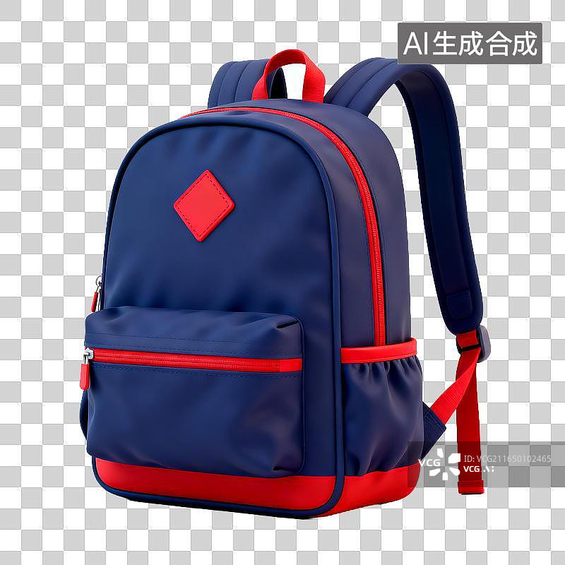【AI数字艺术】藏青红撞色双肩背包图片素材