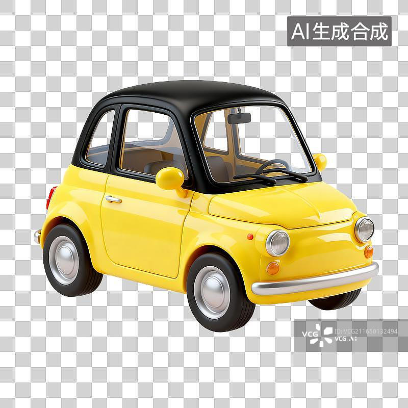 【AI数字艺术】亮黄迷你卡通小汽车模型图片素材