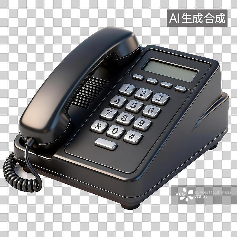 【AI数字艺术】黑色有线办公座机电话图片素材