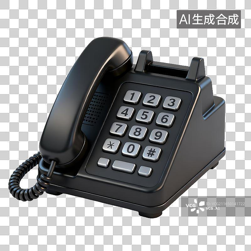 【AI数字艺术】黑色有线办公座机电话图片素材
