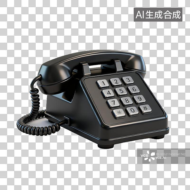 【AI数字艺术】黑色有线办公座机电话图片素材