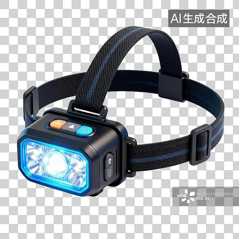 【AI数字艺术】户外可调节LED头灯装备图片素材