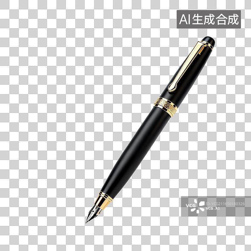 【AI数字艺术】哑光黑配金饰高档钢笔图片素材