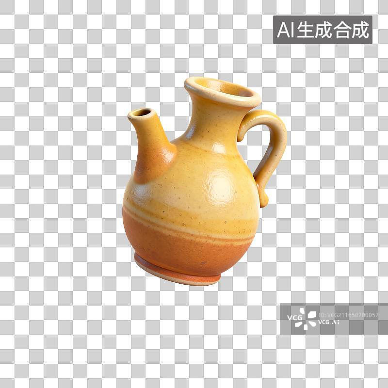 【AI数字艺术】复古釉面陶瓷带把小执壶图片素材
