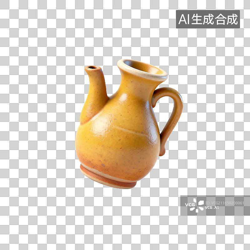 【AI数字艺术】复古釉面陶瓷带把小执壶图片素材