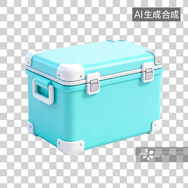 【AI数字艺术】浅青绿色便携硬壳收纳箱图片素材