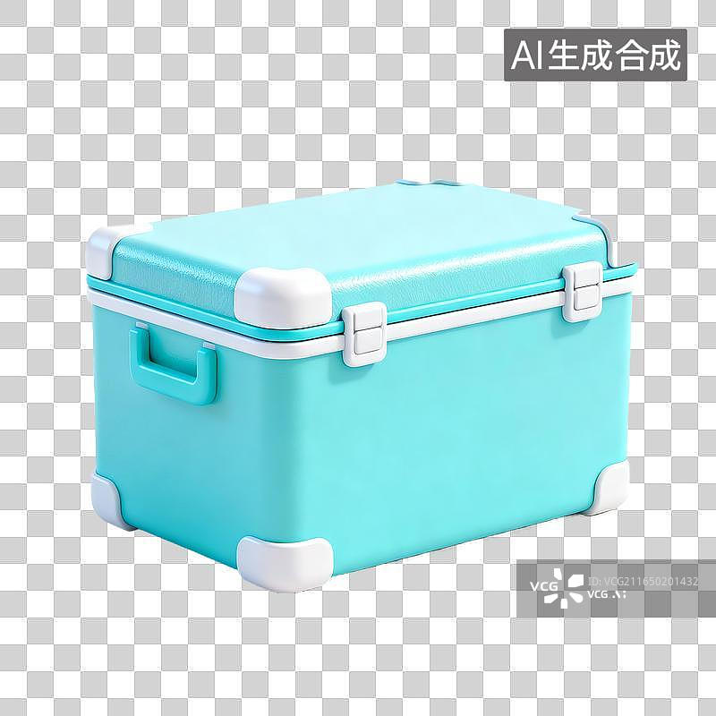 【AI数字艺术】浅青绿色便携硬壳收纳箱图片素材