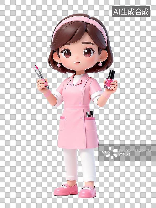 【AI数字艺术】卡通女美甲师图片素材