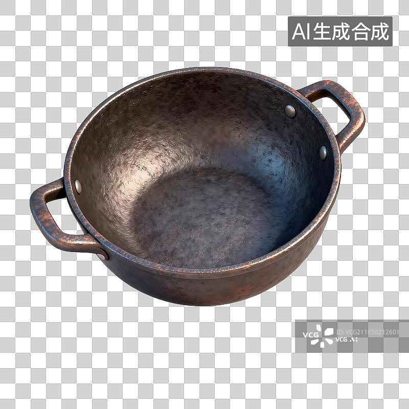 【AI数字艺术】复古双耳铸铁烹饪锅图片素材