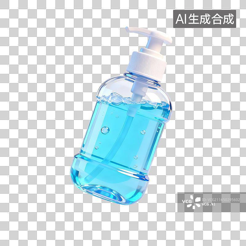 【AI数字艺术】装有蓝色液体的塑料瓶图片素材
