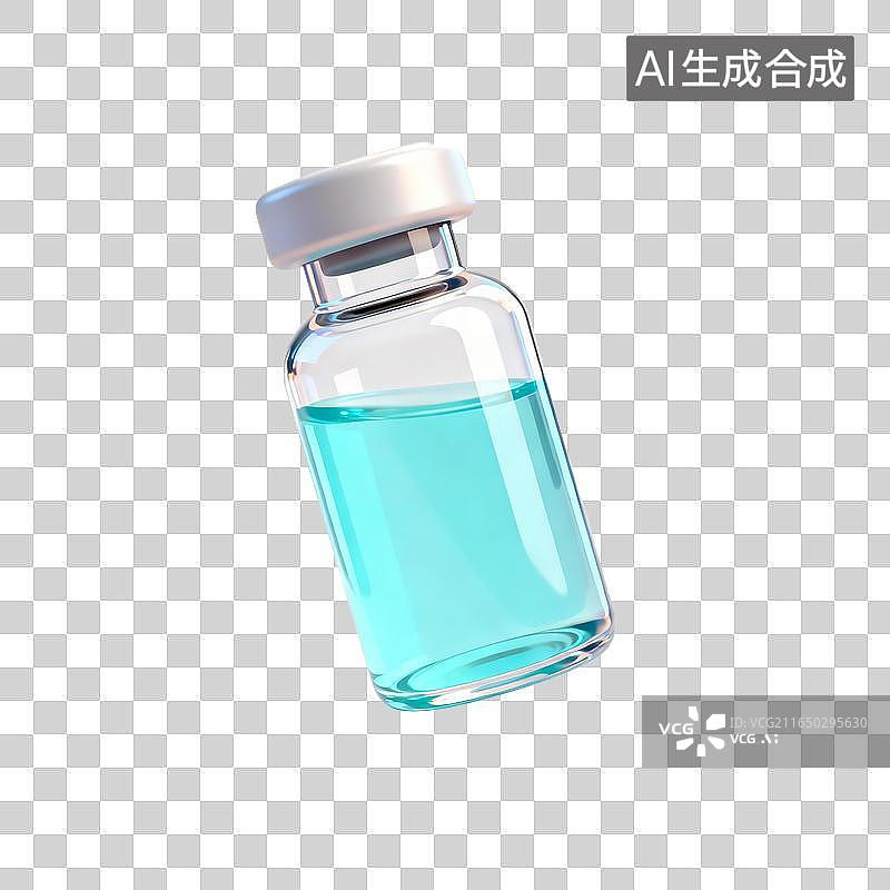 【AI数字艺术】装有蓝色液体的医用小玻璃瓶图片素材