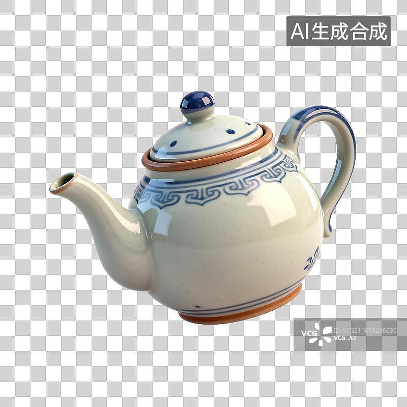 【AI数字艺术】复古带盖双耳陶瓷油壶图片素材