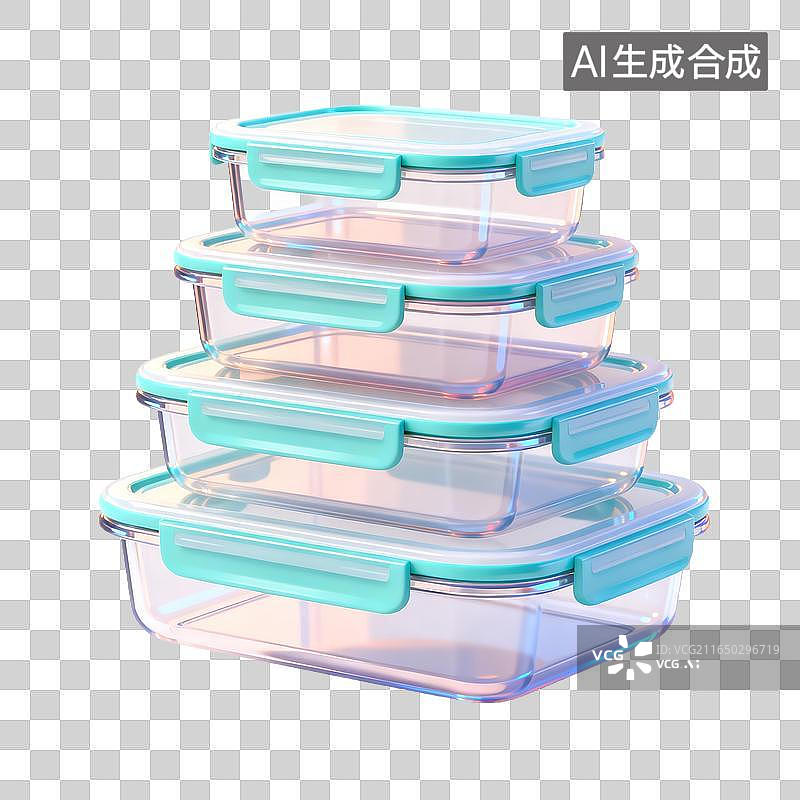 【AI数字艺术】四件套透明密封食品收纳盒图片素材