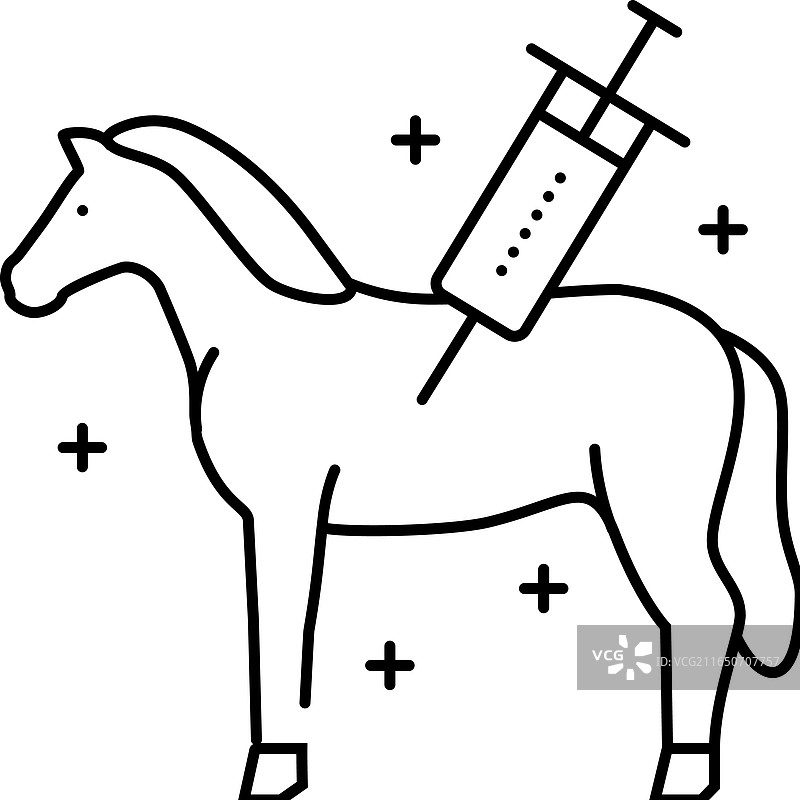 疫苗接种 马匹繁育 线条图标图片素材