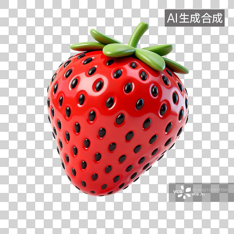 【AI数字艺术】饱满鲜亮的立体草莓模型图片素材