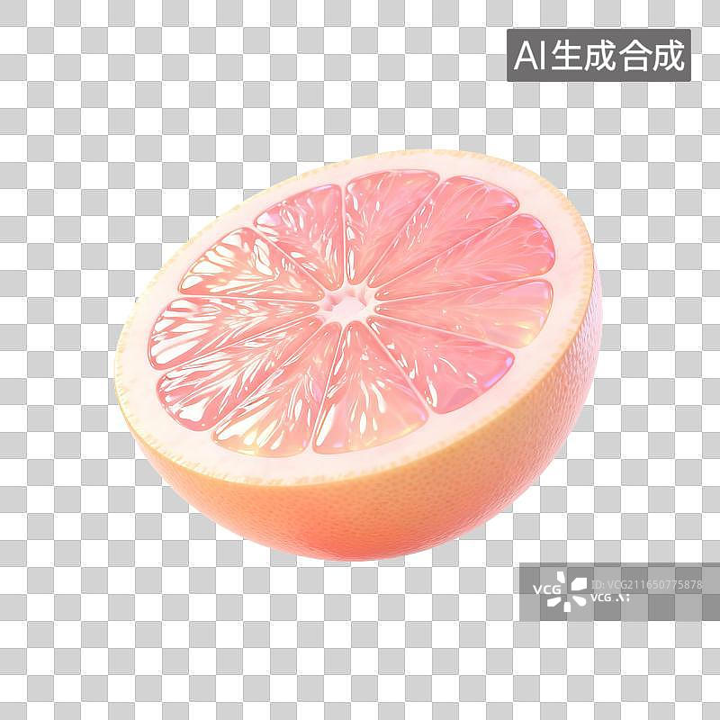【AI数字艺术】一半新鲜粉色西柚切片特写图片素材
