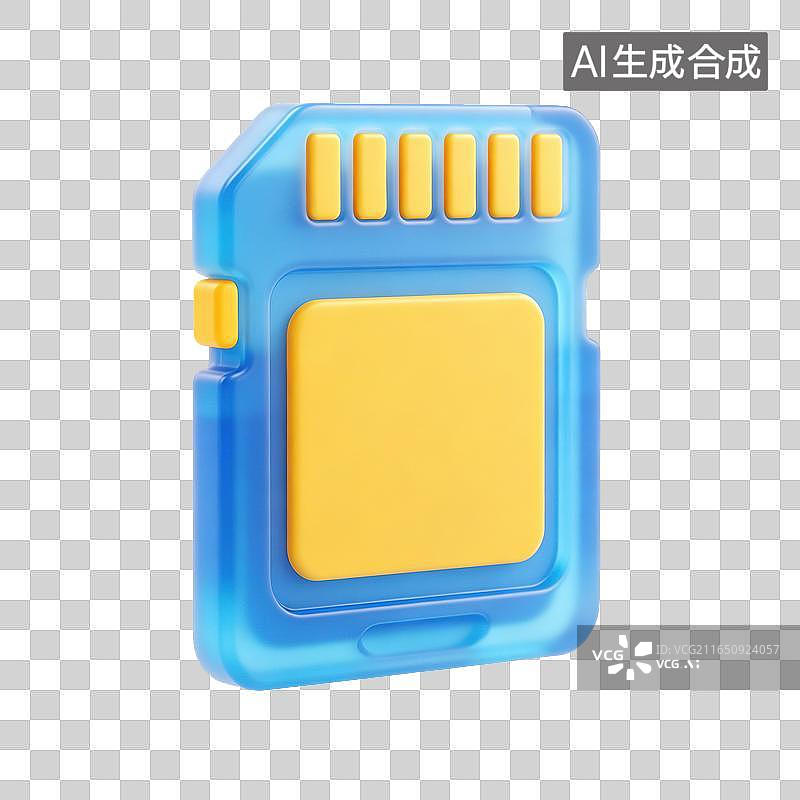 【AI数字艺术】3D磨砂玻璃材质SD存储芯片存储卡设备数据读写移动端缓存存储元素图片素材