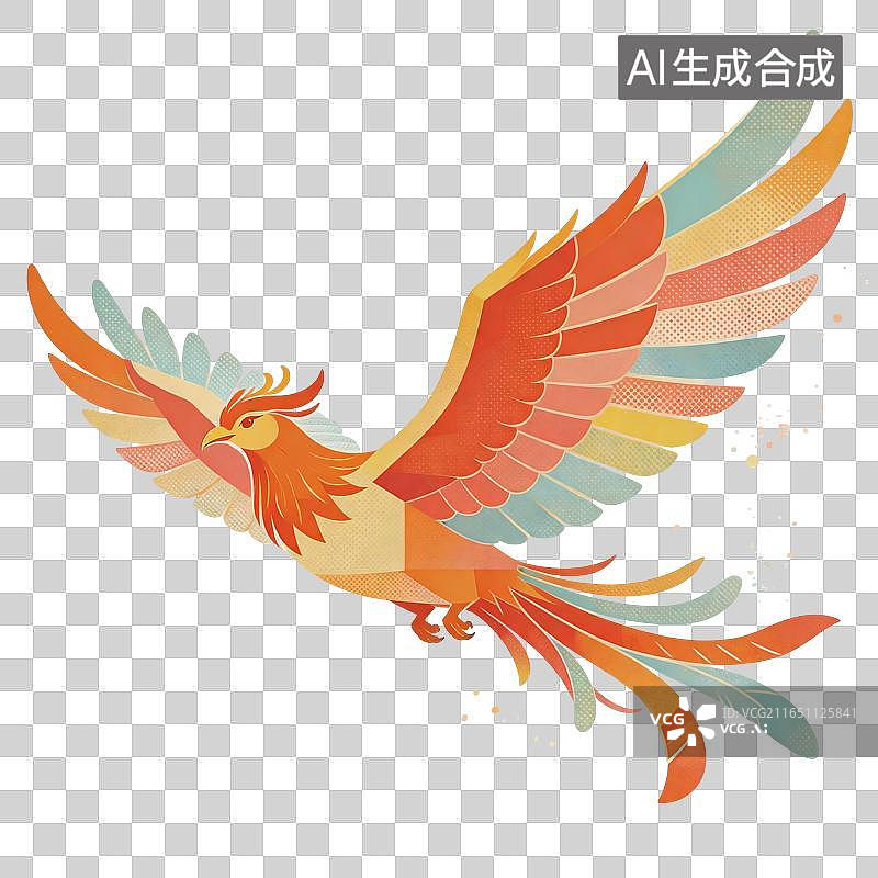 【AI数字艺术】凤凰神兽插画图片素材