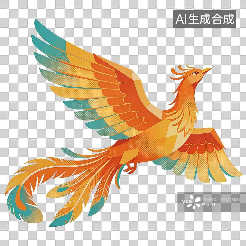 【AI数字艺术】凤凰神兽插画图片素材