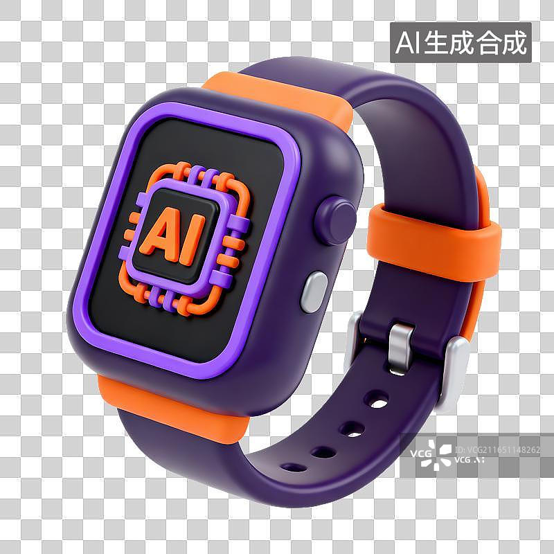 【AI数字艺术】3DAI智能手表穿戴设备便携智能算力移动端人工智能随身智能终端元素图片素材