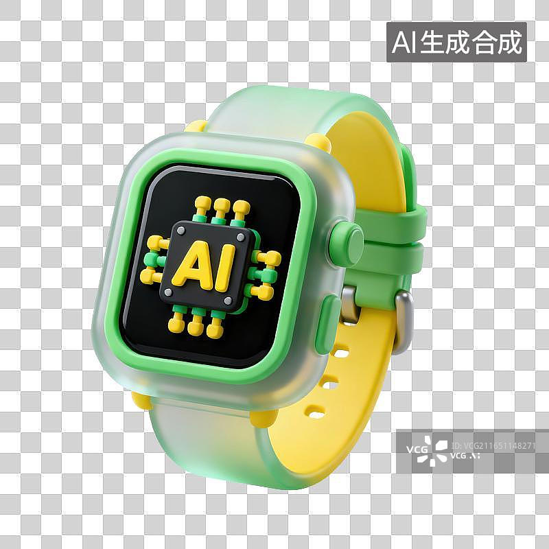 【AI数字艺术】3DAI智能手表穿戴设备便携智能算力移动端人工智能随身智能终端元素图片素材