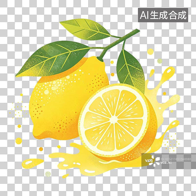 【AI数字艺术】柠檬水果插画图片素材