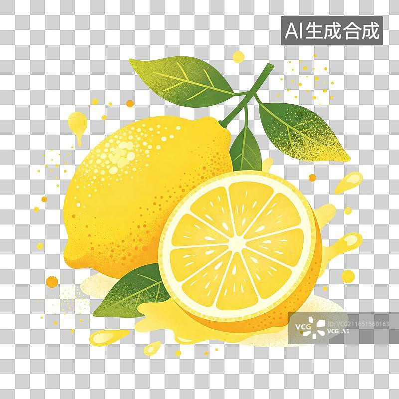 【AI数字艺术】柠檬水果插画图片素材