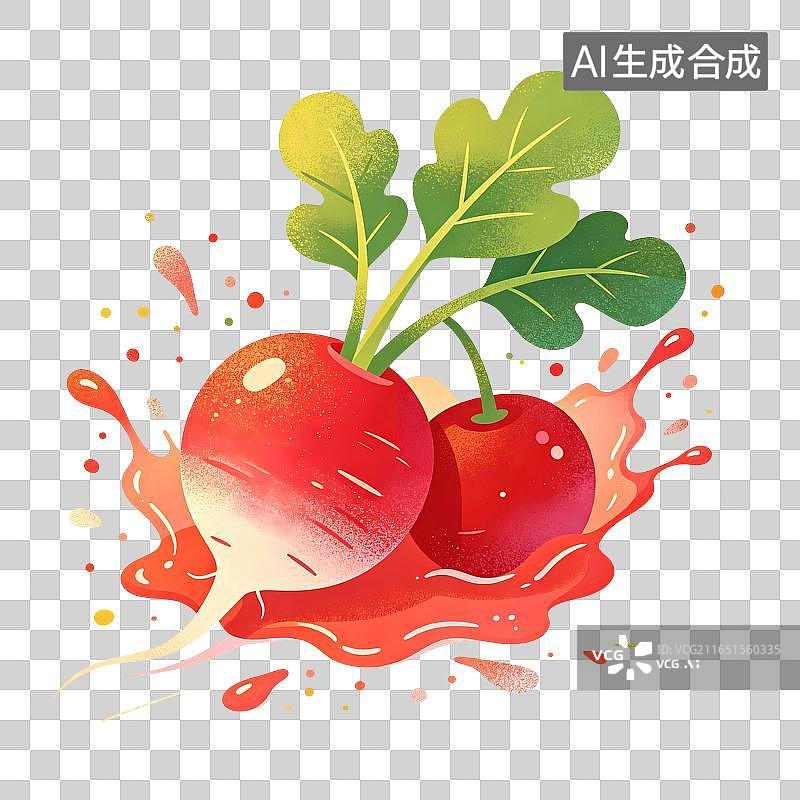 【AI数字艺术】樱桃萝卜插画图片素材