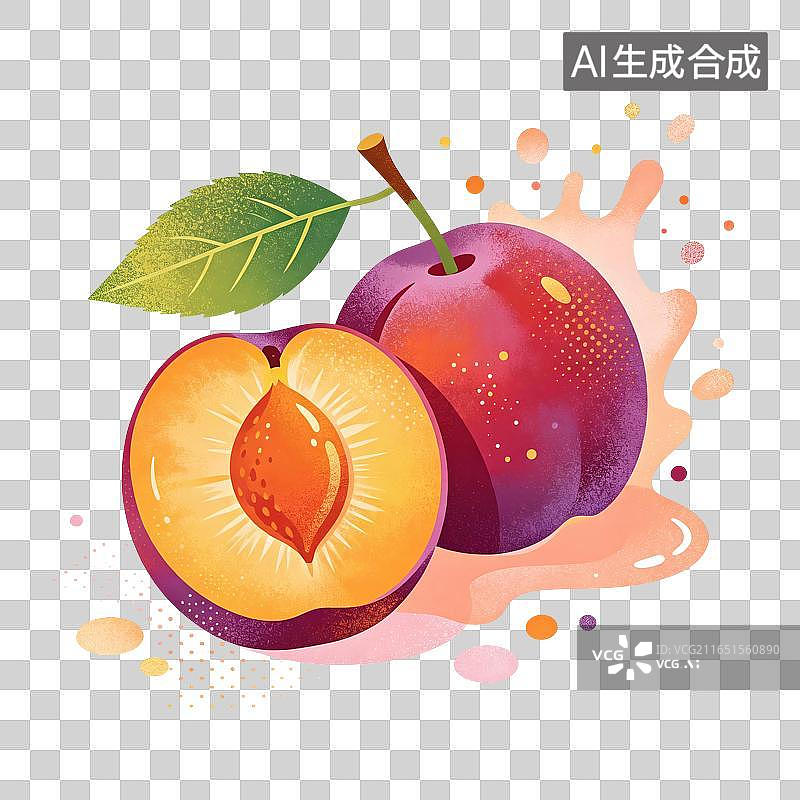 【AI数字艺术】李子水果插画图片素材