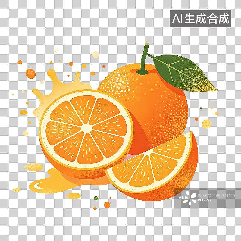 【AI数字艺术】橙子水果插画图片素材