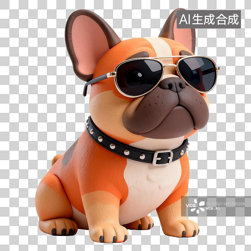 【AI数字艺术】戴墨镜的卡通法国斗牛犬图片素材