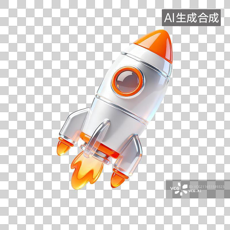 【AI数字艺术】立体卡通火箭飞行发射升空模型图片素材