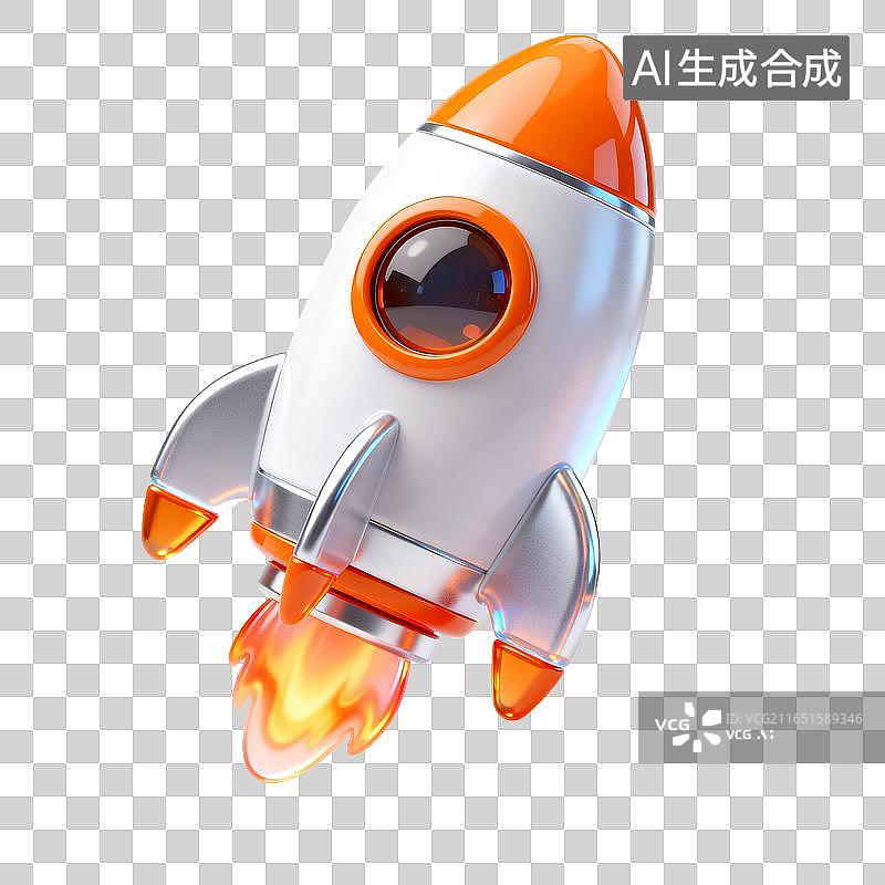 【AI数字艺术】立体卡通火箭飞行发射升空模型图片素材