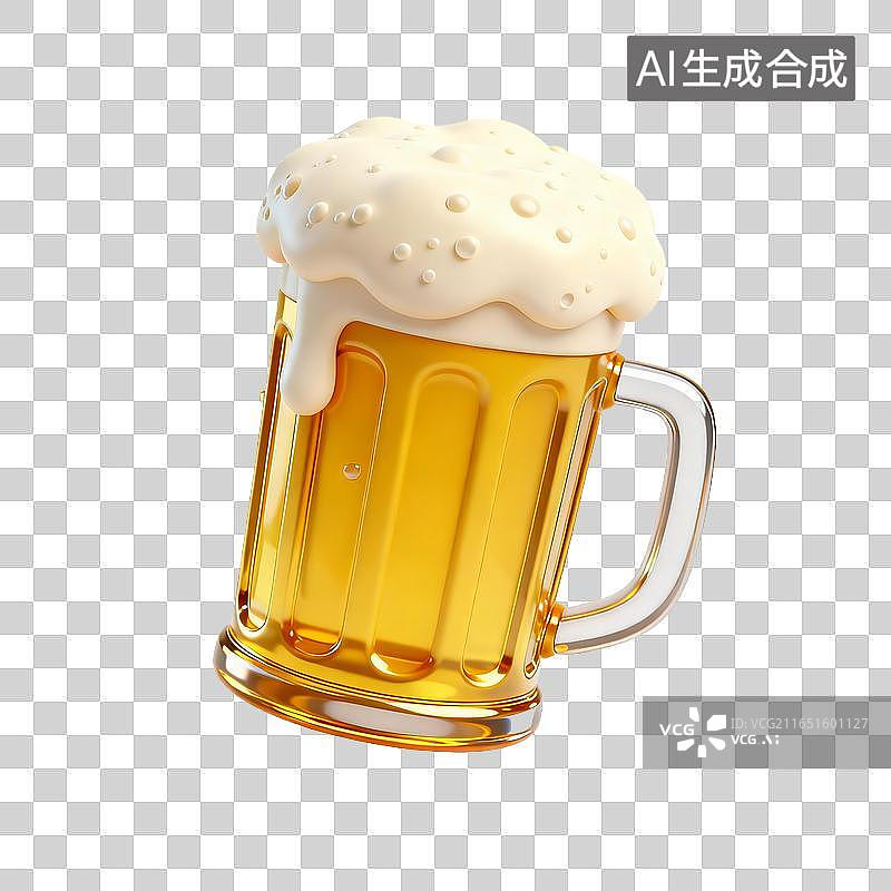【AI数字艺术】满溢泡沫的啤酒杯图片素材