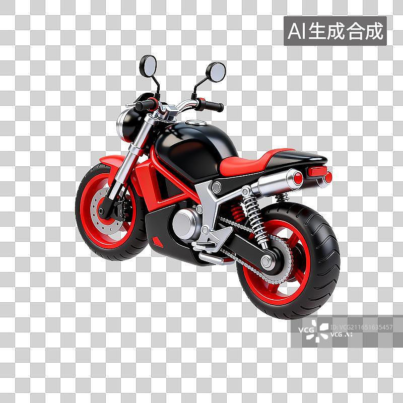 【AI数字艺术】复古风格红黑摩托车模型图片素材