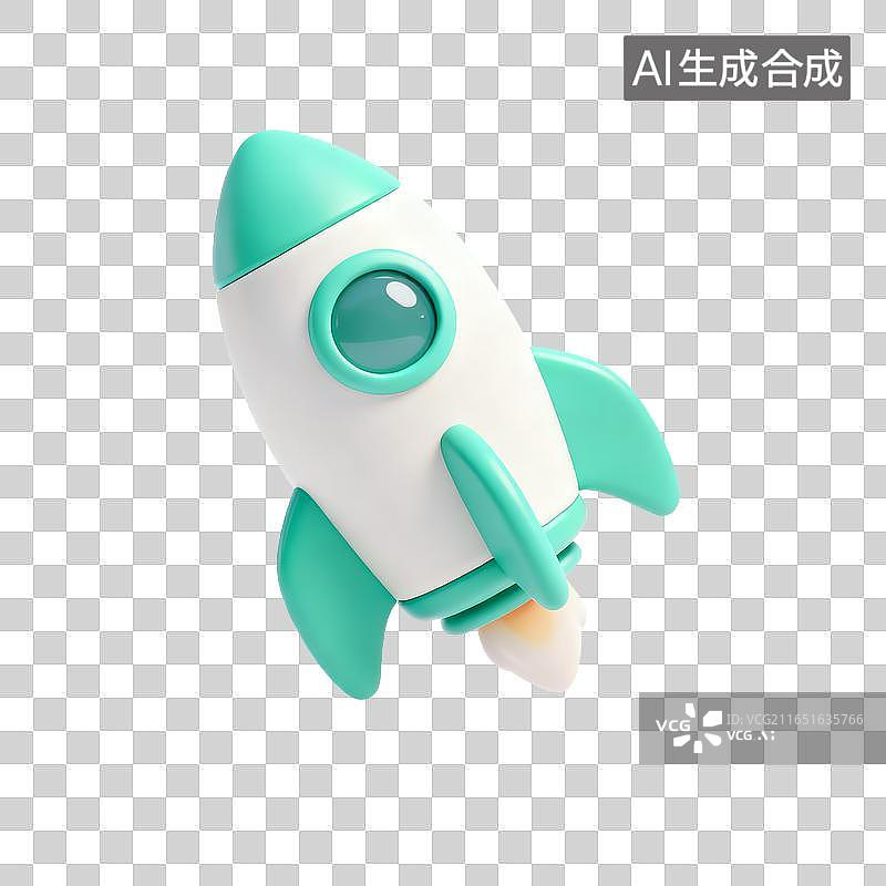 【AI数字艺术】卡通立体火箭模型玩具装饰图片素材
