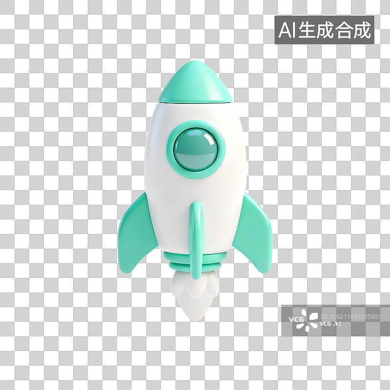 【AI数字艺术】卡通立体火箭模型玩具装饰图片素材