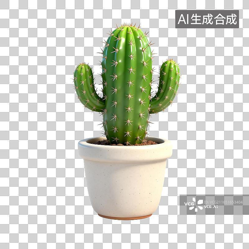【AI数字艺术】一盆带尖刺的小型仙人掌盆栽图片素材