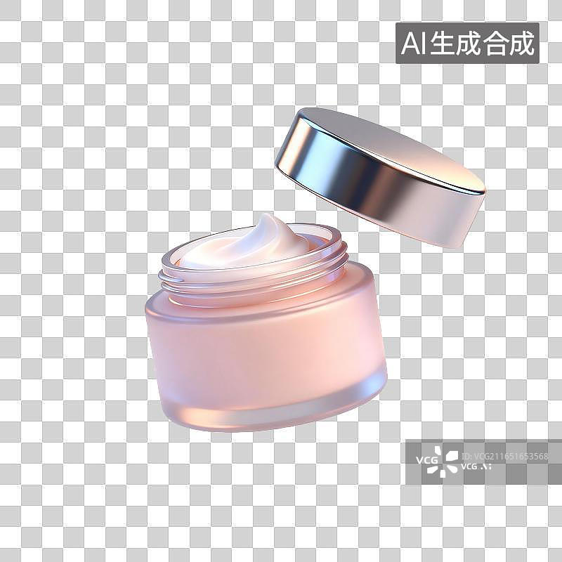 【AI数字艺术】透明磨砂玻璃面霜罐带金属盖子图片素材