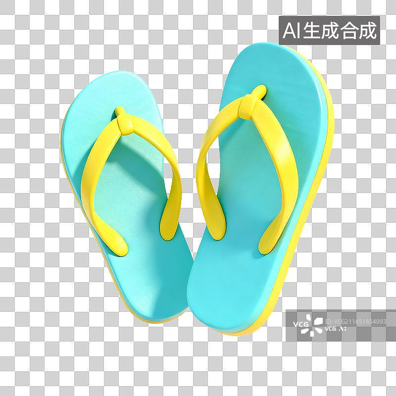 【AI数字艺术】一双青柠黄配色的人字拖图片素材