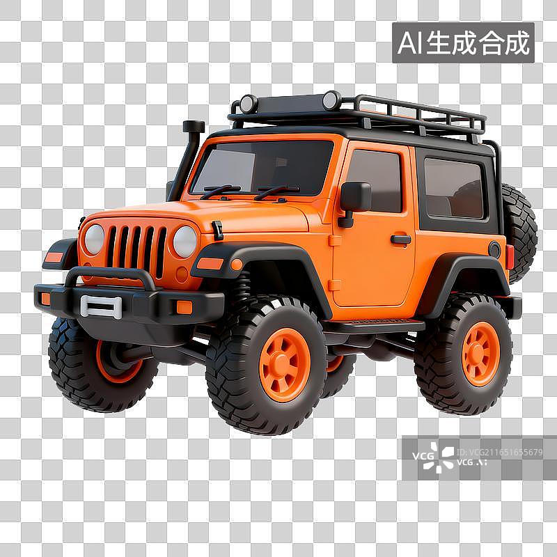 【AI数字艺术】橙黄色越野四驱车模型图片素材