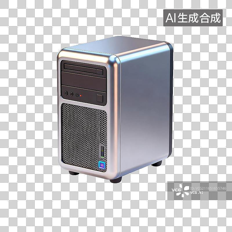 【AI数字艺术】小型银色台式电脑主机机箱图片素材