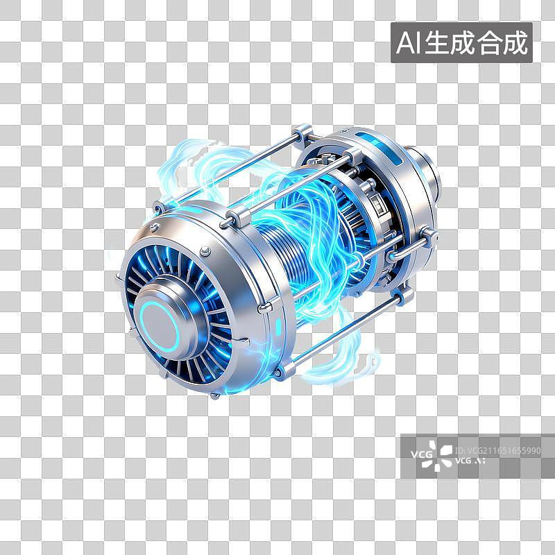 【AI数字艺术】带蓝光特效的未来机械装置图片素材