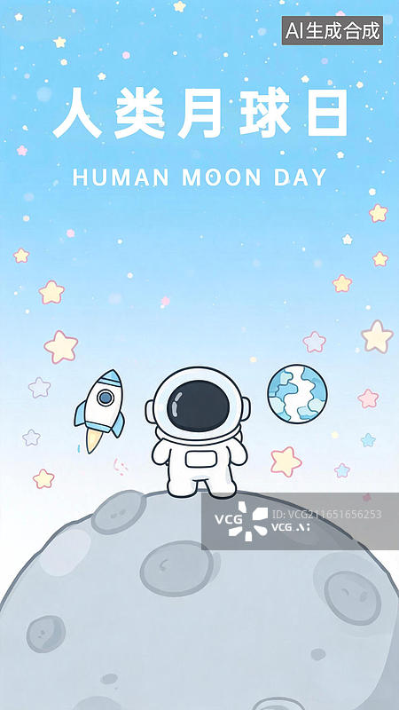 【AI数字艺术】人类月球日 海报设计图片素材