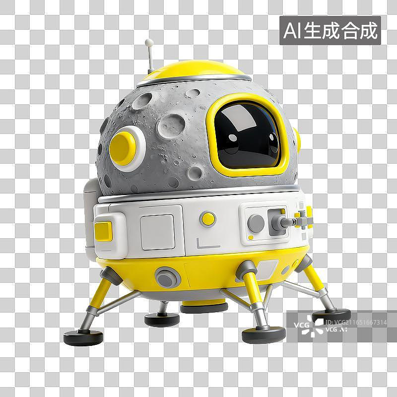 【AI数字艺术】卡通登月探测器模型图片素材