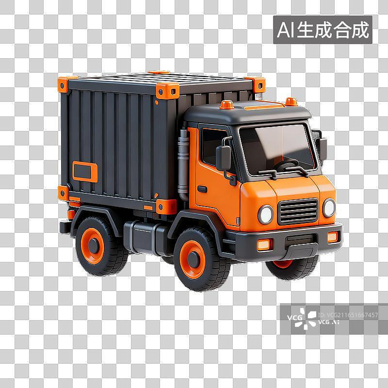 【AI数字艺术】卡通风格货运卡车模型图片素材