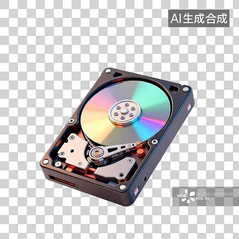 【AI数字艺术】硬盘驱动器内部的机械结构图片素材
